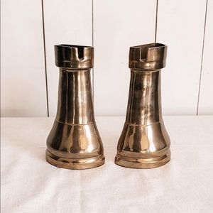 Set of brass chess bookends